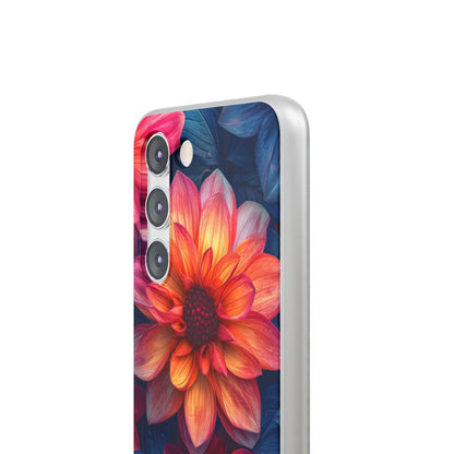 Floral Harmony Orange Blue - Flexi Samsung S23 Phone Case