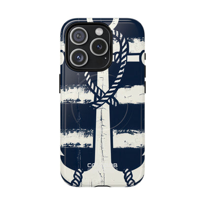 Navy Anchor Stripes iPhone 15 - Tough+