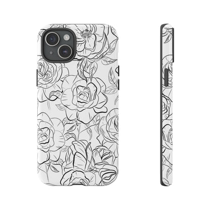 Intricate Rose Sketches - iPhone Case