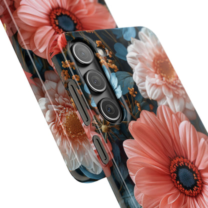 Coral Teal Blooms - Slim Samsung S23 Phone Case