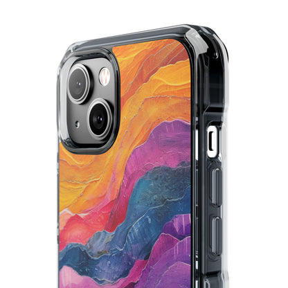 Vibrant Abstract Waves - Clear Impact iPhone 14 Phone Case