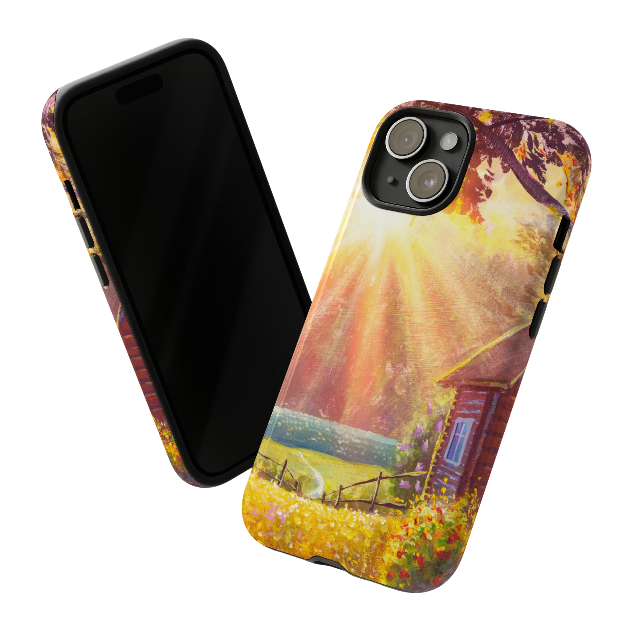 Flower Bushes Wooden House - Protective Phone Case