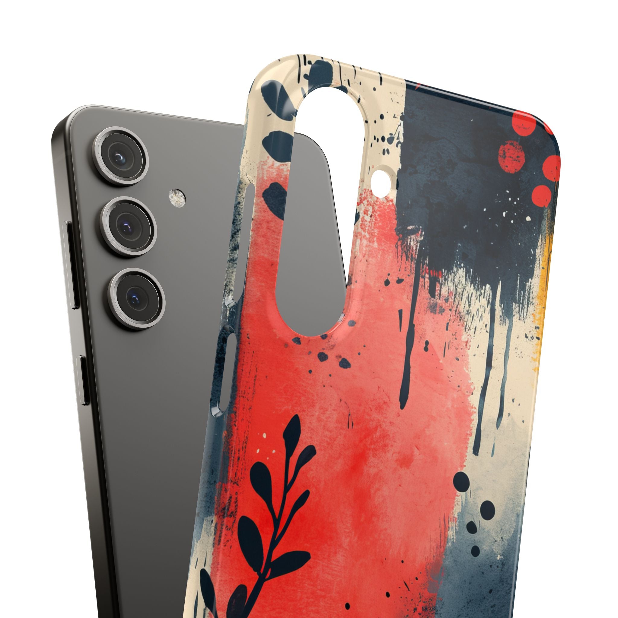 Red Blue Abstract Florals - Slim Samsung S24 Phone Case