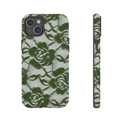 Green Lace Gothic Flower - Protective Phone Case