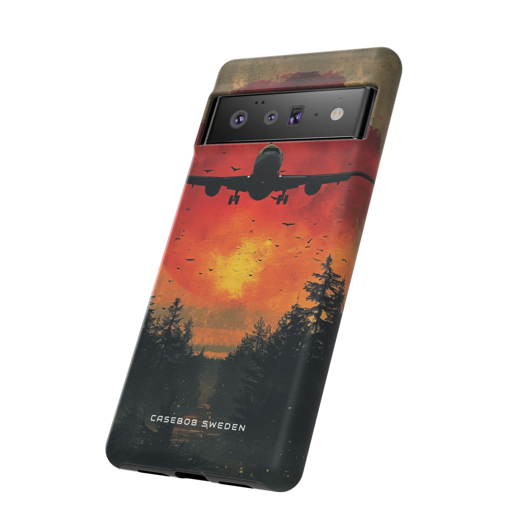 Vintage Sunset Airplane Silhouette Google Pixel 6 - Tough Phone Case