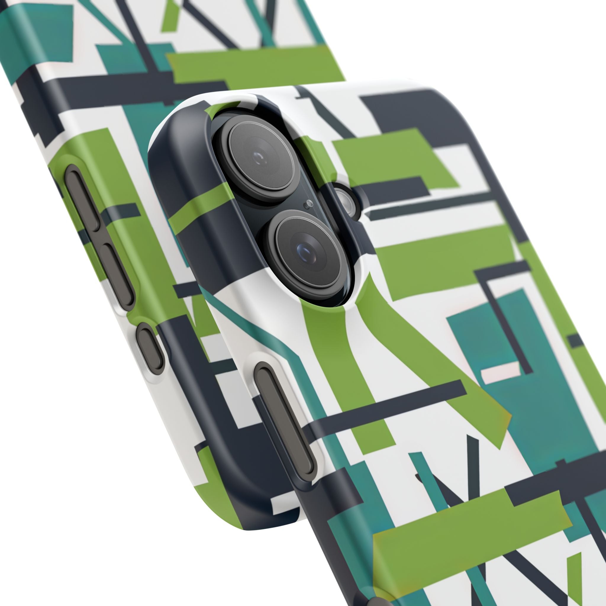 Green Geometry Glide iPhone 16 - Slim Phone Case