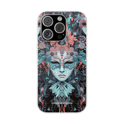 Mystic Teal Coral Mask - Flexi iPhone 16 Phone Case