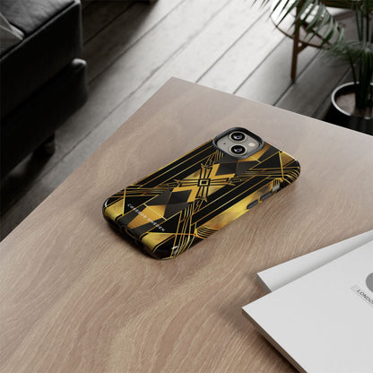 Golden Geometric Elegance iPhone 14 - Tough Phone Case