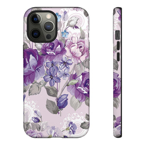 Beautiful vintage purple flower iPhone case - Protective Phone Case