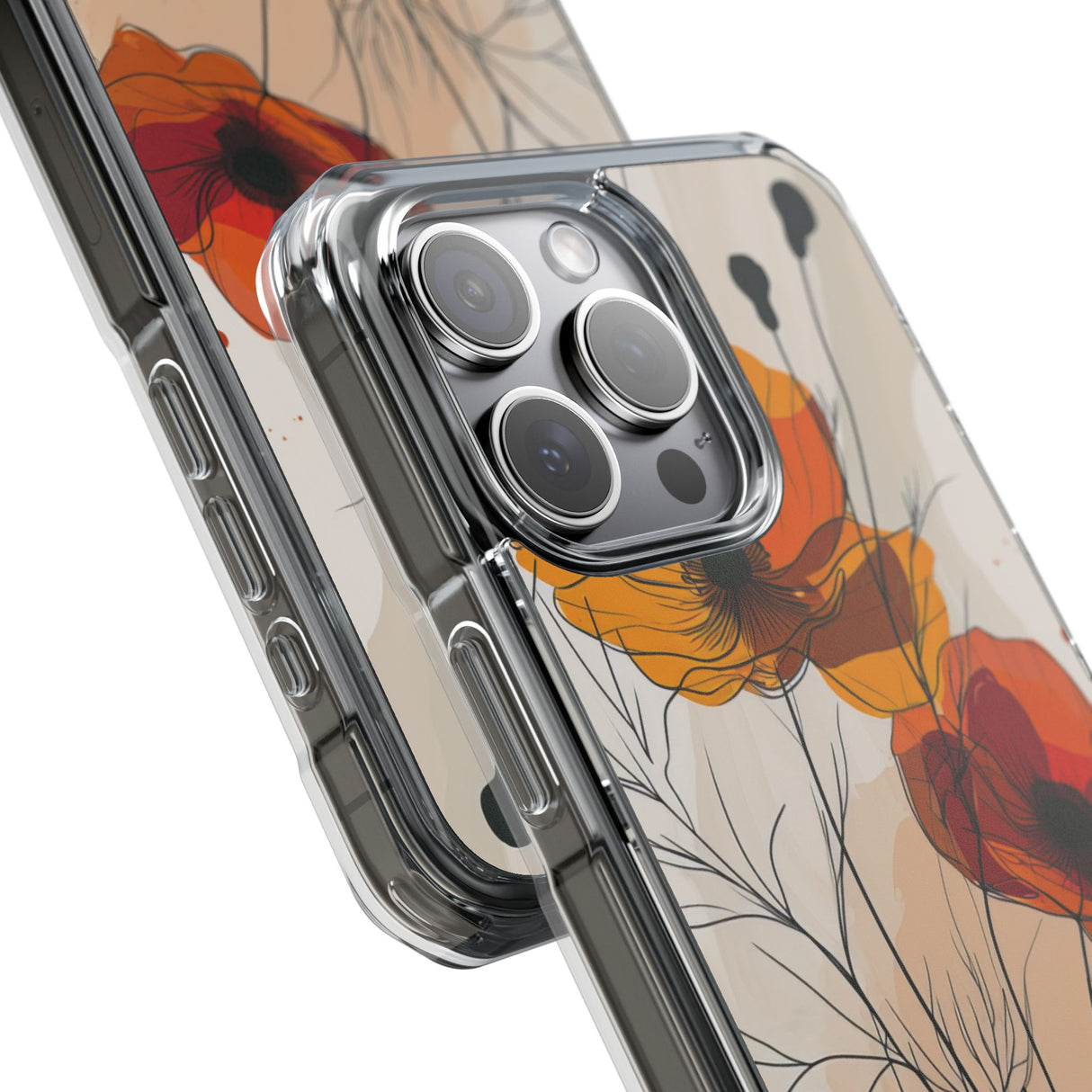 Feurige florale Abstraktion – Handyhülle für iPhone (Clear Impact – magnetisch)