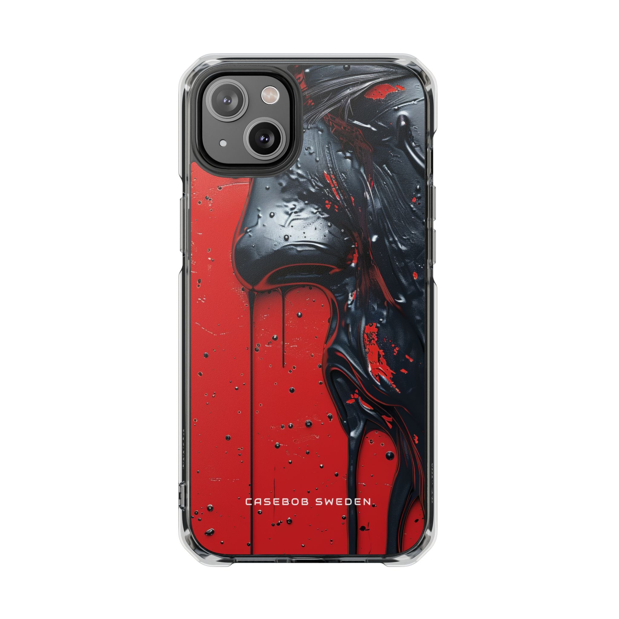 Textured Crimson Bloom iPhone 14 - Clear Impact Phone Case