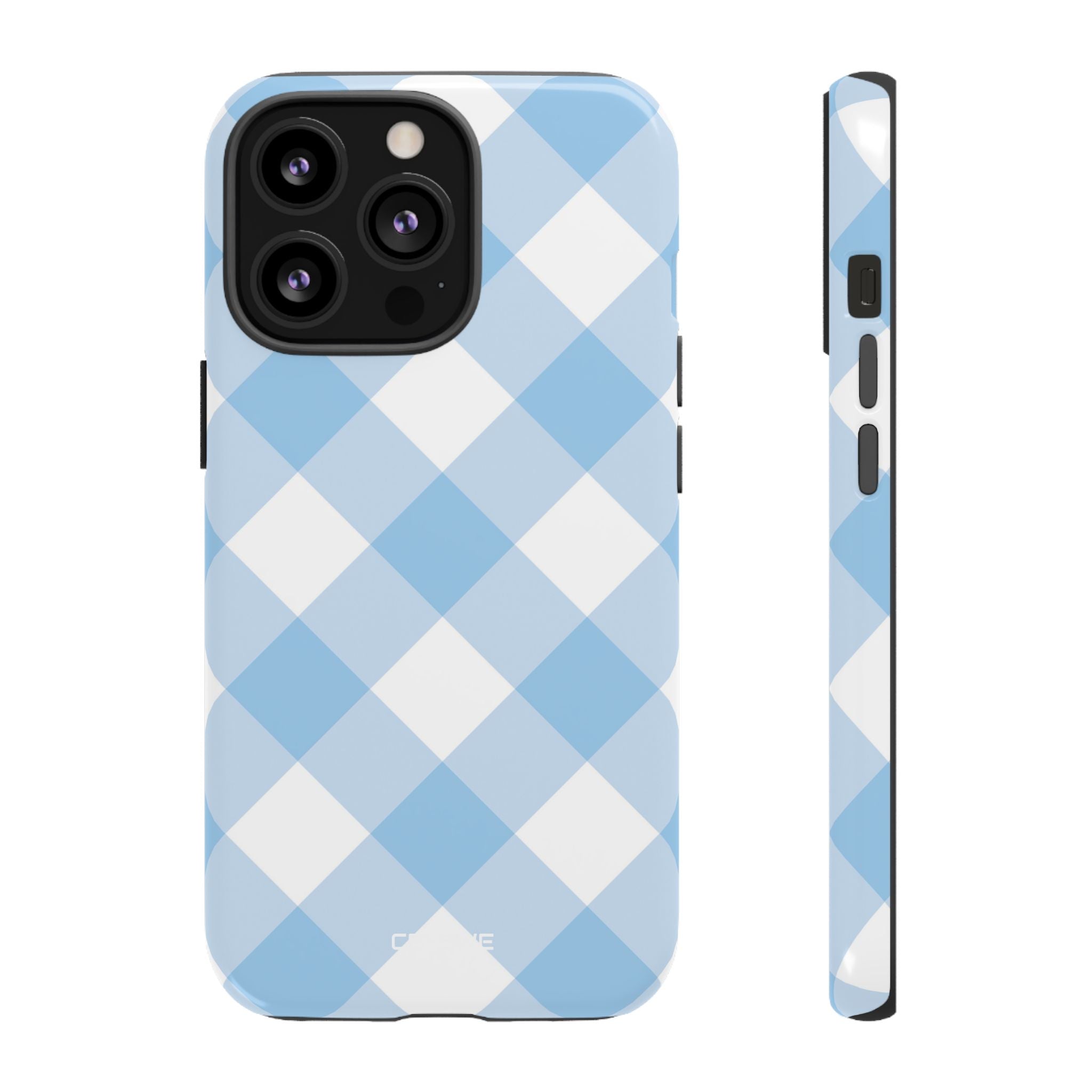 Soft Blue Gingham Elegance - iPhone Case