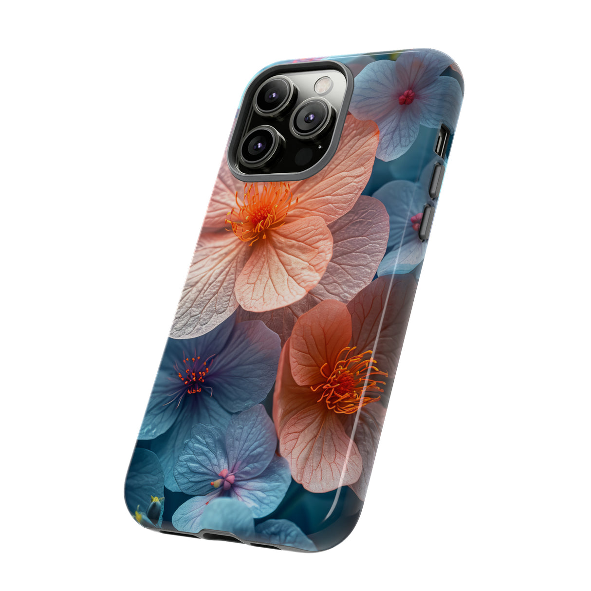 Hellblaue Floral Serenity - Schutzhülle fürs Handy