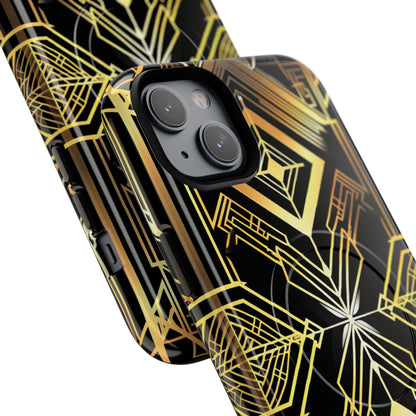 Golden Geometric Symphony iPhone 14 - Tough+