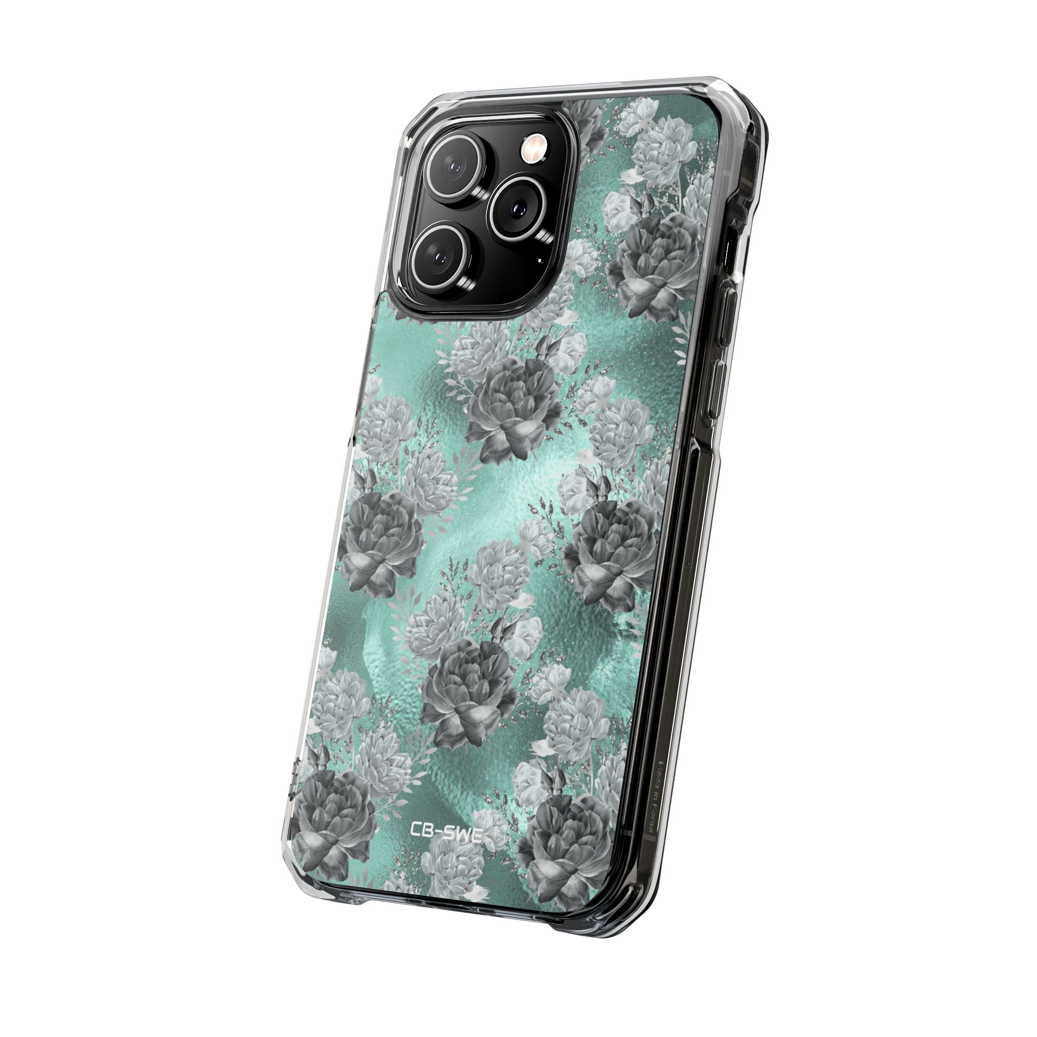 Teal Floral Elegance iPhone Case - Impact