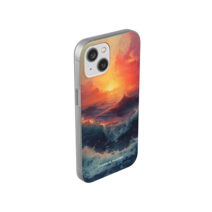 Ocean Sunset Waves - Flexi iPhone 14 Phone Case