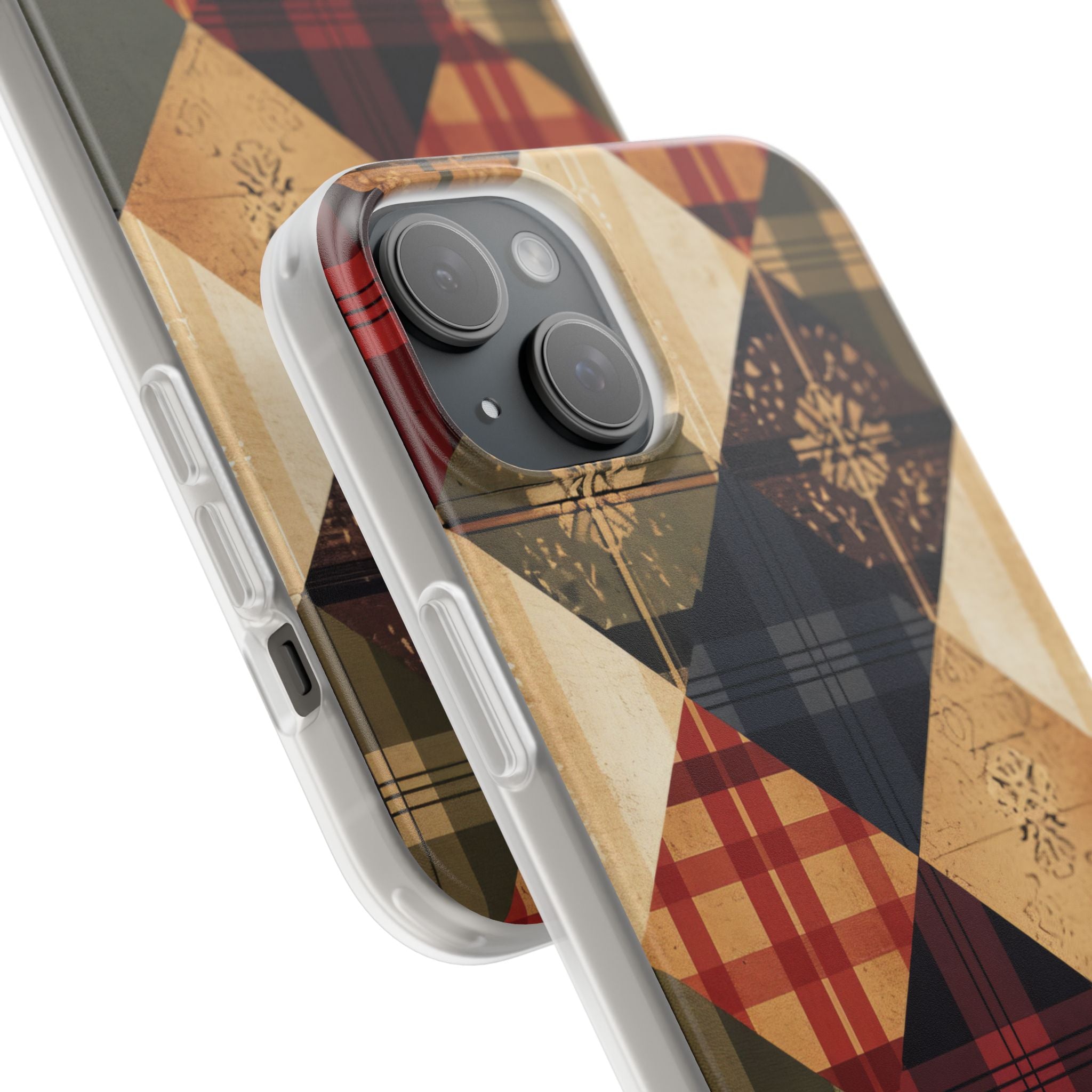 Rustic Geometric Patchwork Harmony iPhone 15 - Flexi Phone Case