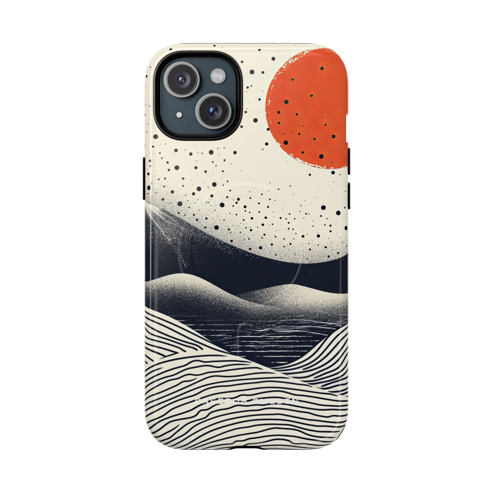 Red Sun Over Flowing Horizons iPhone 15  Tough+ Phone Case