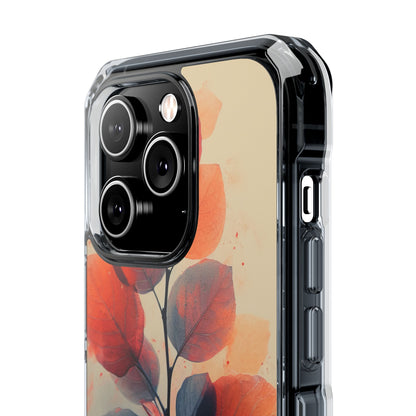 Orange Gray Leaves - Clear Impact iPhone 14 Phone Case