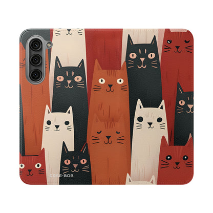 Cat Columns Orange - Samsung S23+ Case - Wallet
