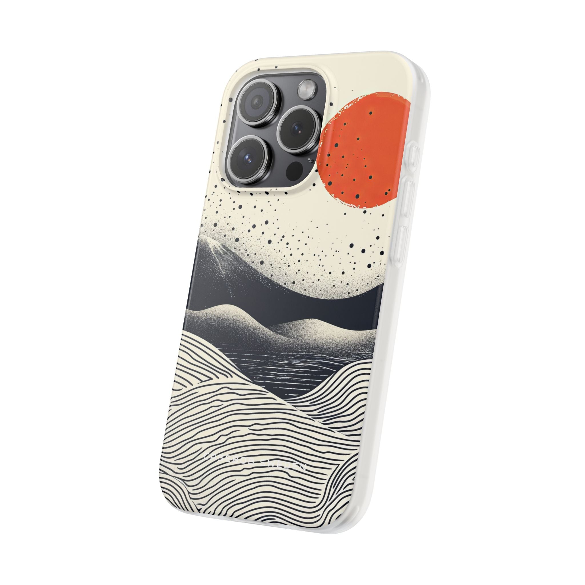 Red Sun Over Flowing Horizons iPhone 15 - Flexi Phone Case