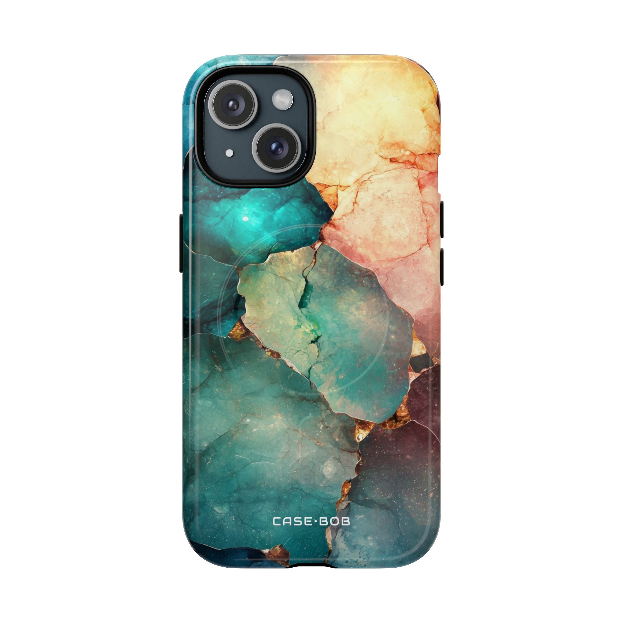 Teal Mosaic Veins iPhone 15 Case - Tough+