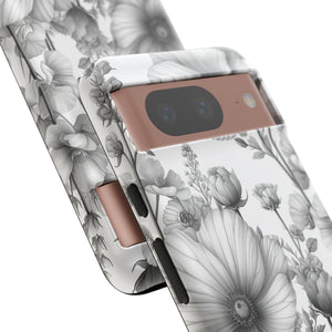 Monochrome Flora | Protective Phone Case for Google Pixel