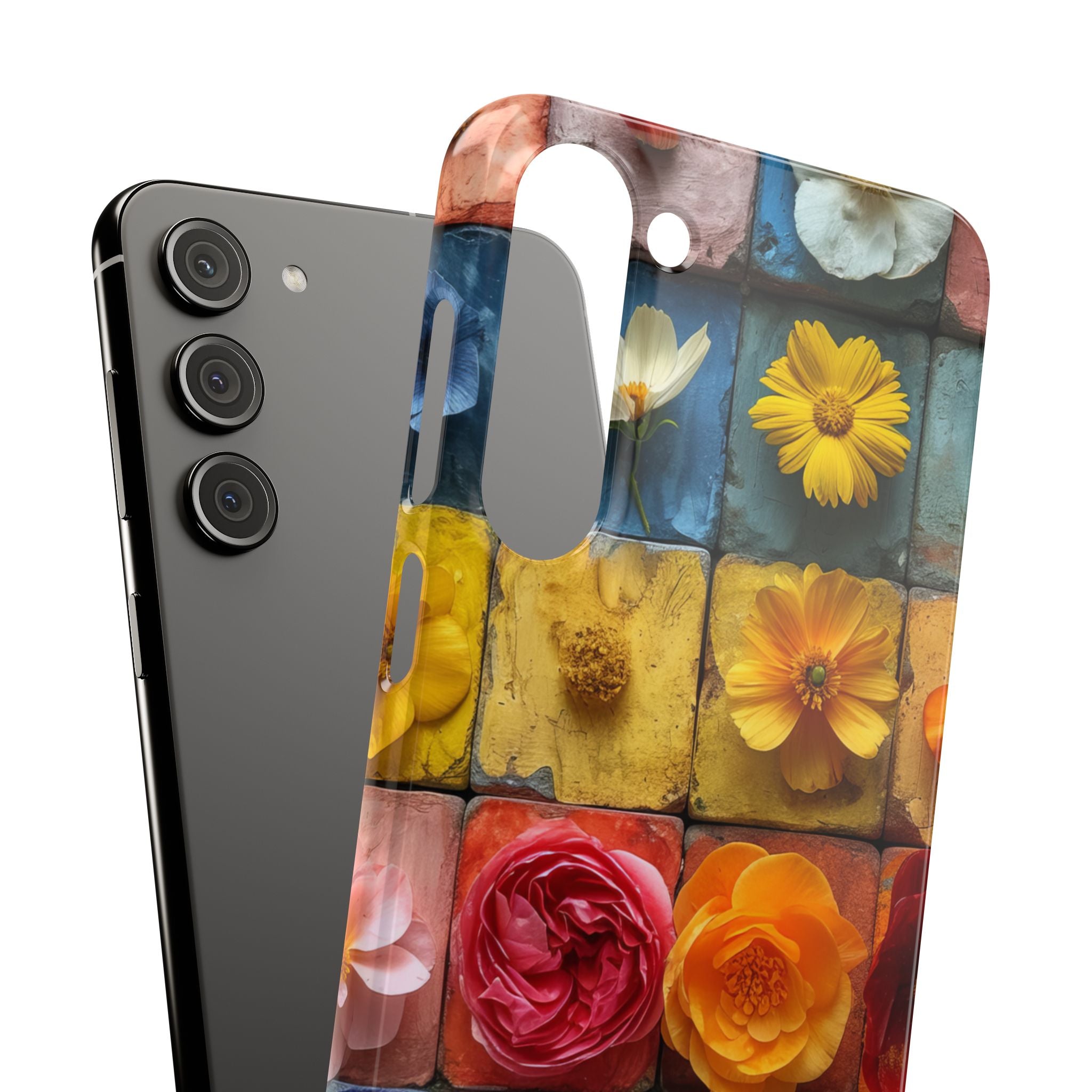 Vibrant Floral Tiles - Slim Samsung S23 Phone Case