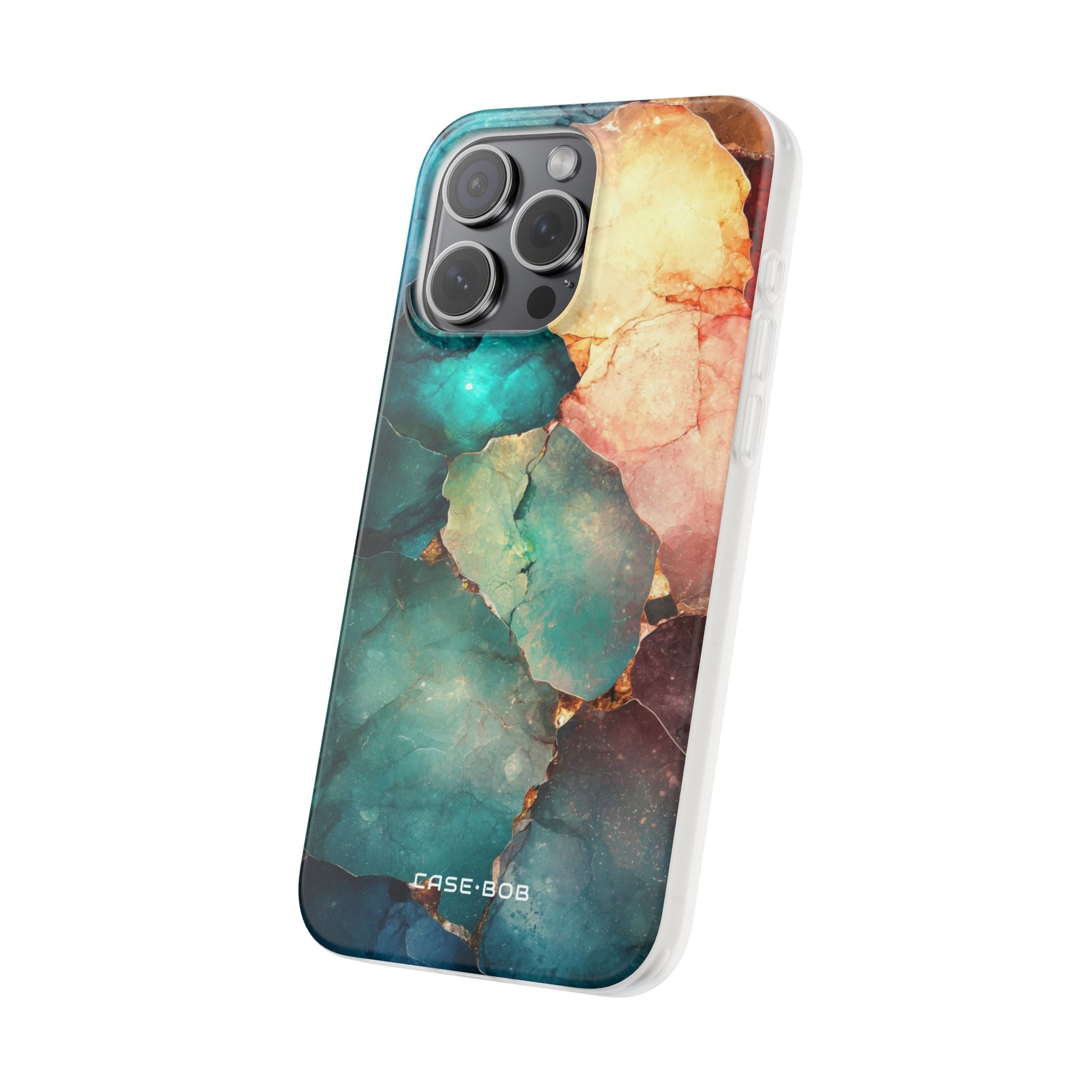 Teal Mosaic Veins iPhone 15 Pro Max Case - Soft