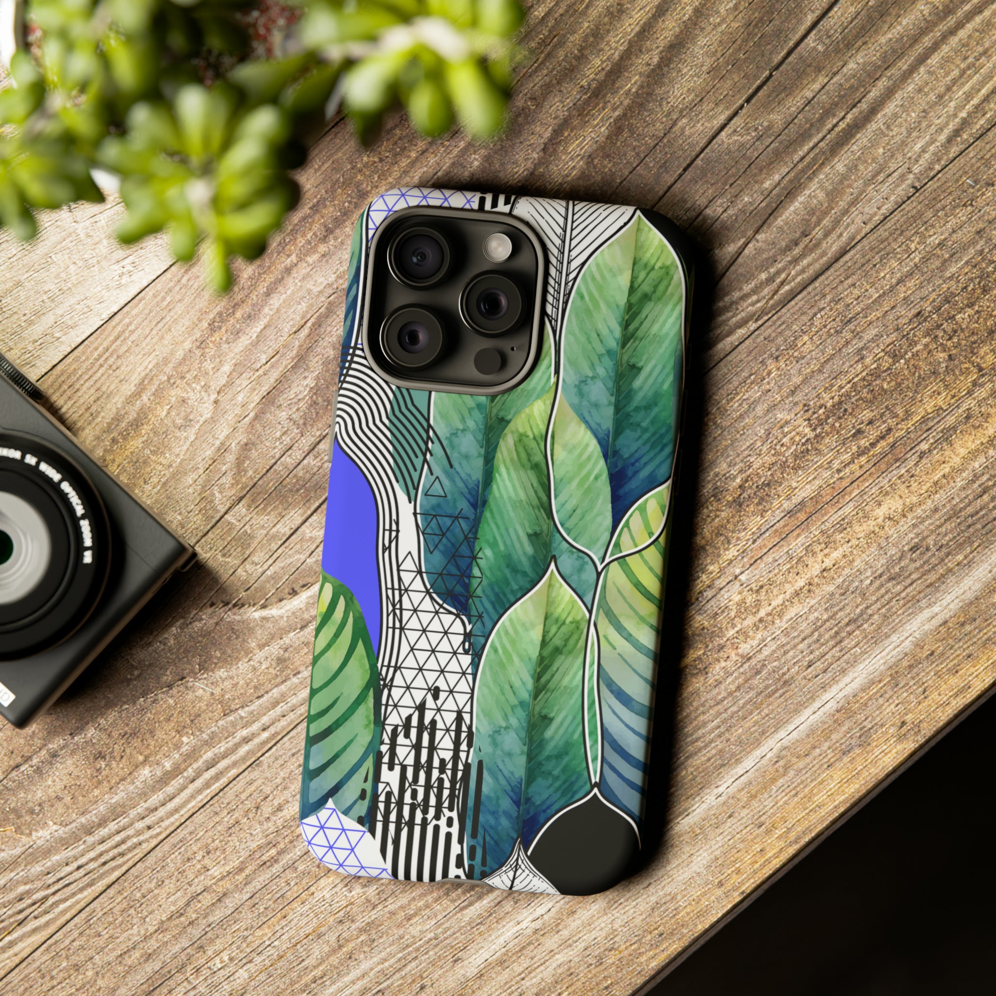 Watercolor Green Leafs - Protective Phone Case