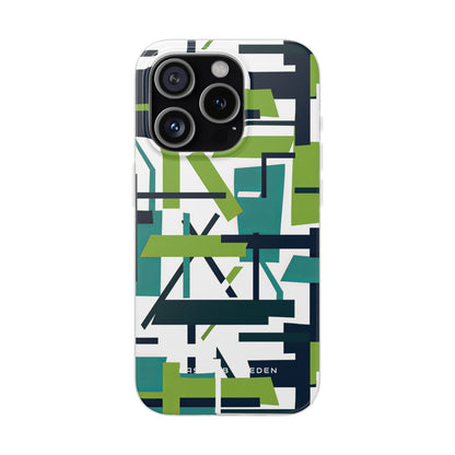 Green Geometry Glide iPhone 15 - Flexi Phone Case