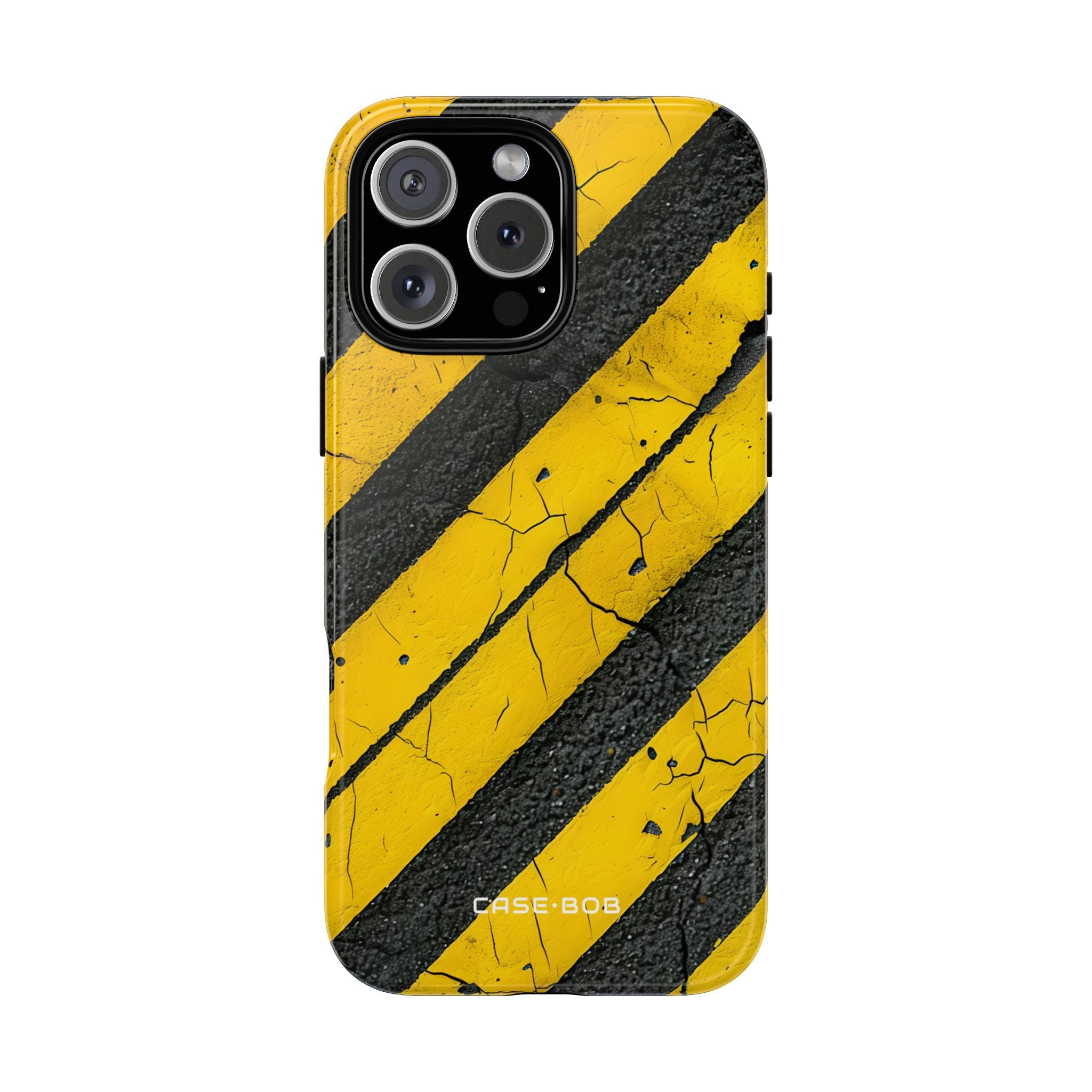 Yellow Stripe Distress iPhone 16 Pro Max Case - Tough