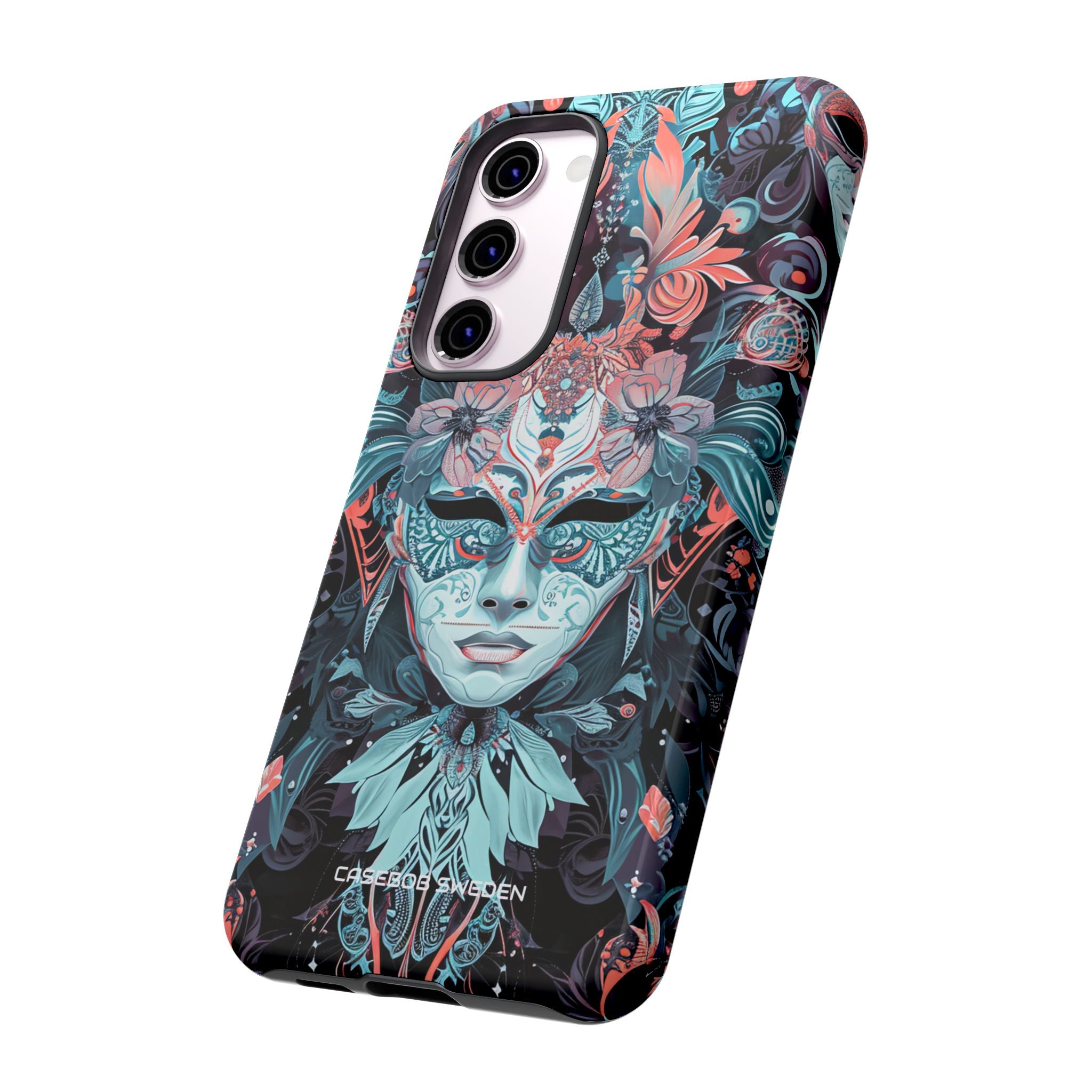 Mystic Teal Coral Mask - Tough Samsung S23 Phone Case