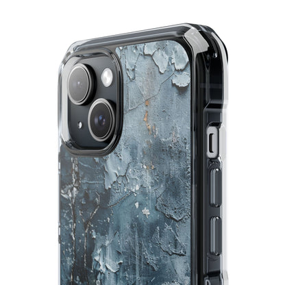 Weathered Blue Tapestry with Cracked Layers iPhone 15 - Clear Impact Phone Case