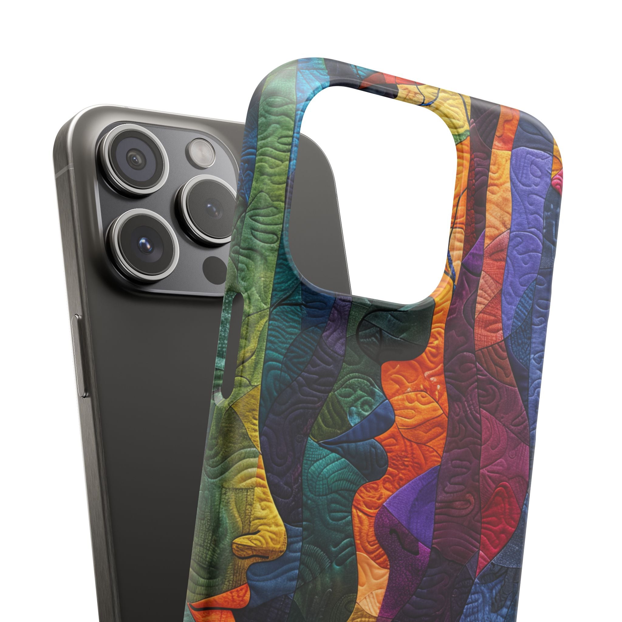 Harmonized Faces and Nature Fusion iPhone 15 - Slim Phone Case