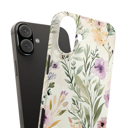 Soft Green Lavender Floral Pattern - Slim iPhone 16 Phone Case