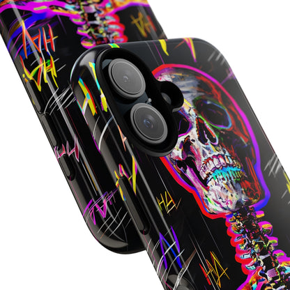 Neon Skeleton Laugh iPhone 16 Pro Case - Tough