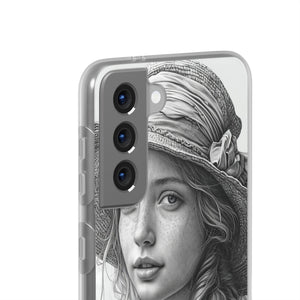 Serene Sketch Portrait | Flexible Phone Case for Samsung Galaxy