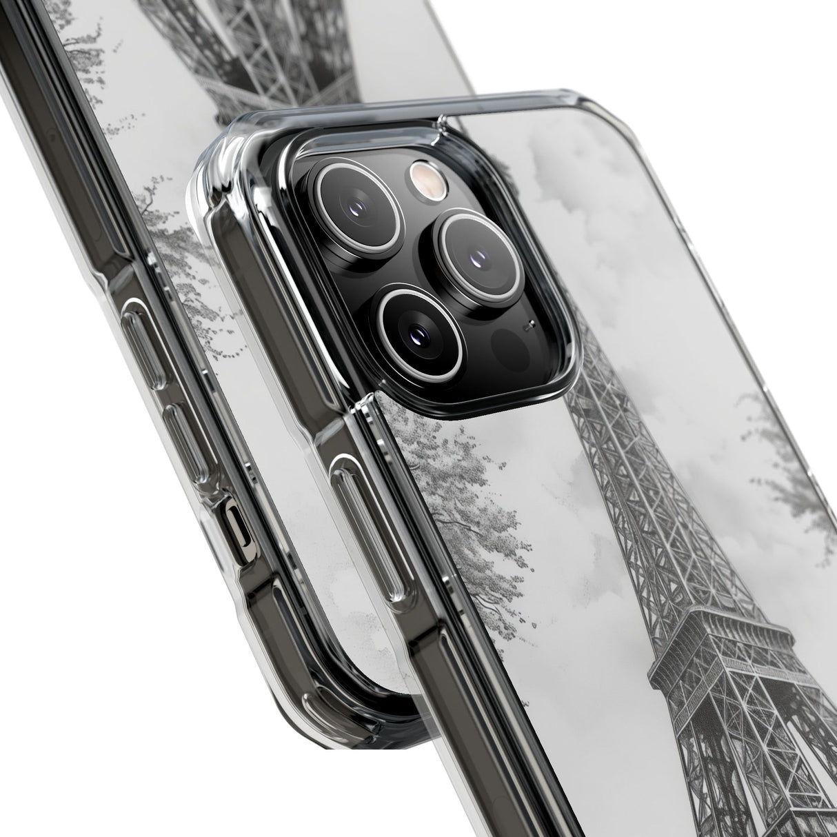 Parisian Monochrome Majesty - Phone Case for iPhone (Clear Impact - Magnetic)