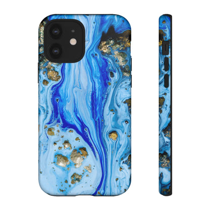 Blue Ice Ink Art iPhone Case (Protective) iPhone 12 Glossy Phone Case