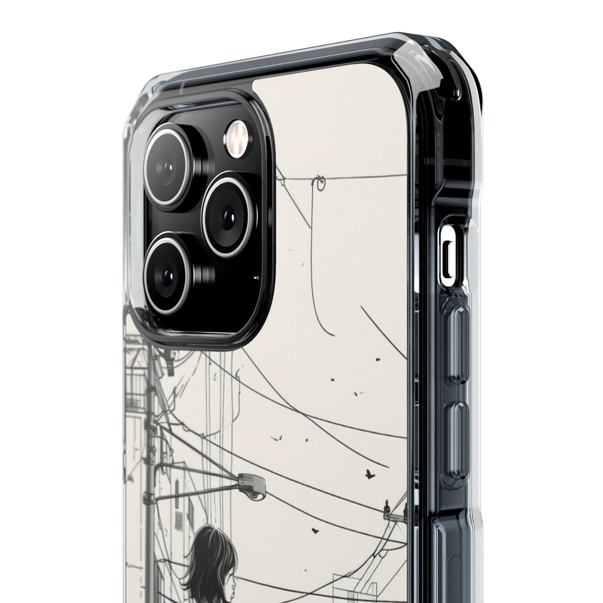 Urban Solitude Sketch - Phone Case for iPhone (Clear Impact - Magnetic)