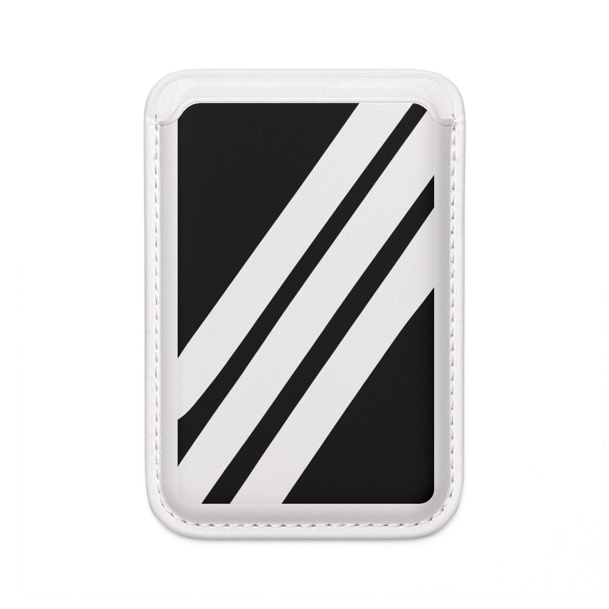 Diagonaaliraitaiset mustavalkoiset lompakko – MagSafe-valmis