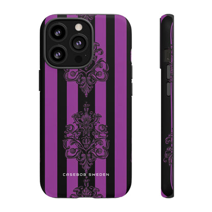 Gothic Elegance with Vertical Stripes and Ornamental Motifs iPhone 13 - Tough Phone Case