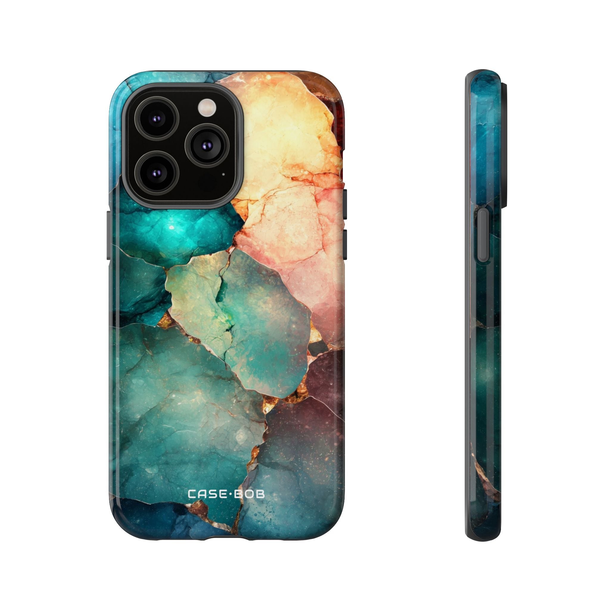 Teal Mosaic Veins iPhone 14 Pro Max Case - Tough