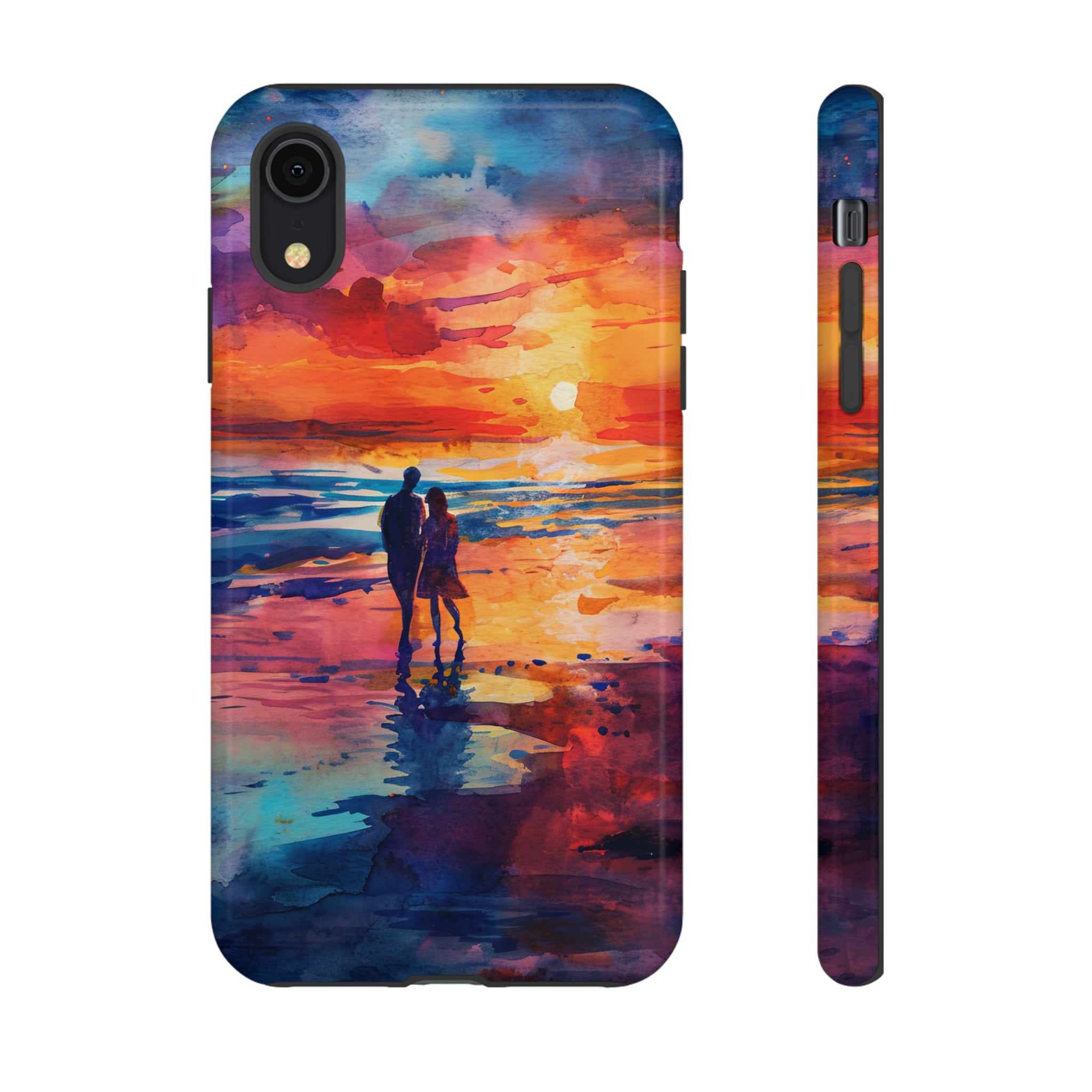 Beach Sunset Love Silhouettes - Protective Phone Case