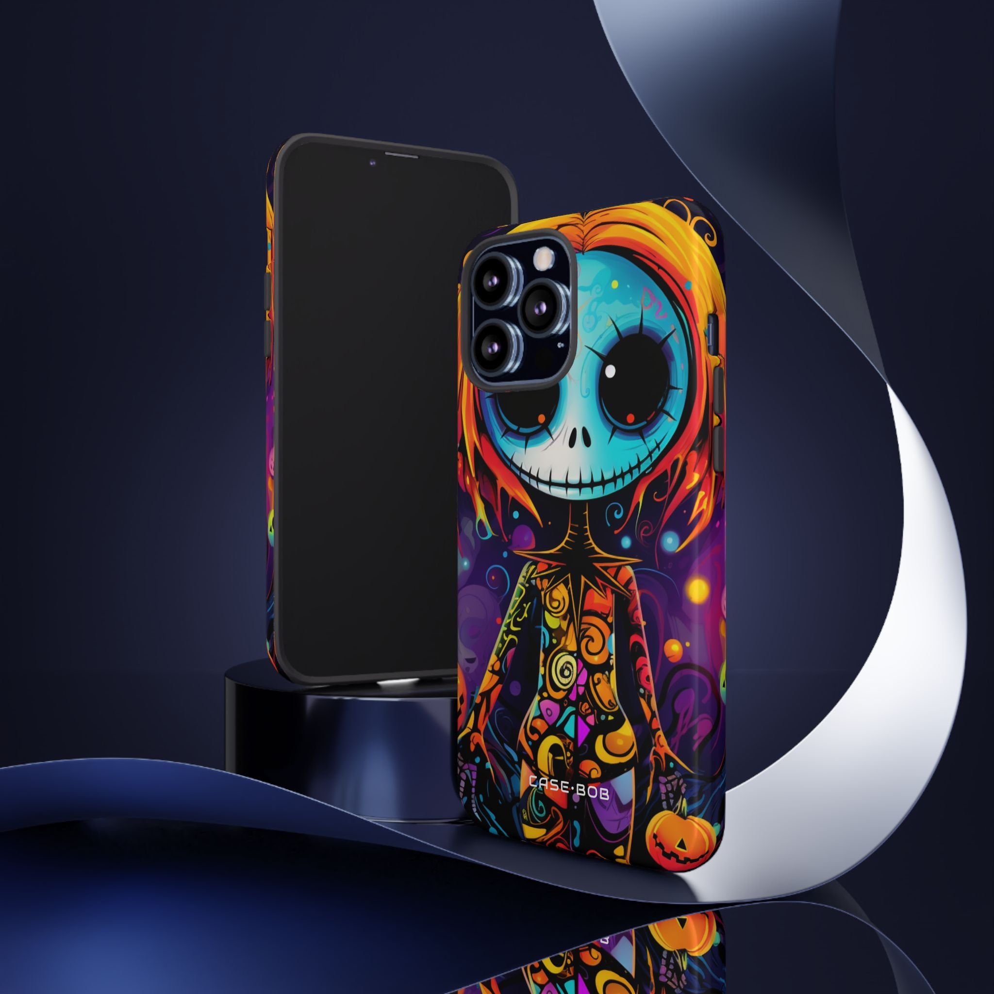 Blue Skull Swirl iPhone 13 Pro Case - Tough