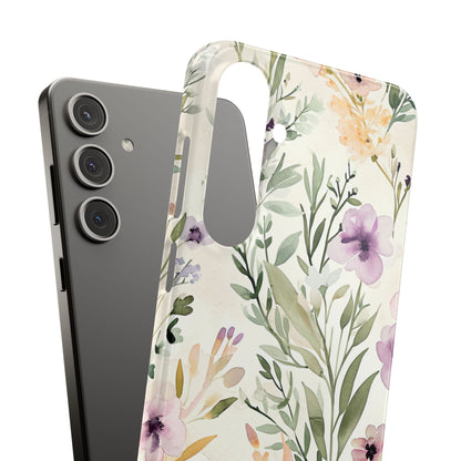 Soft Green Lavender Floral Pattern - Slim Samsung S24 Phone Case