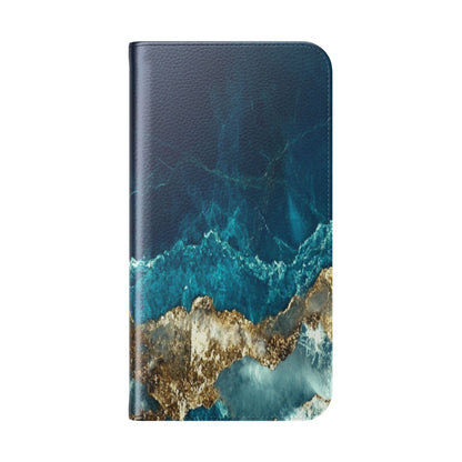 Golden Fracture Teal - iPhone 15 Plus Case - Wallet
