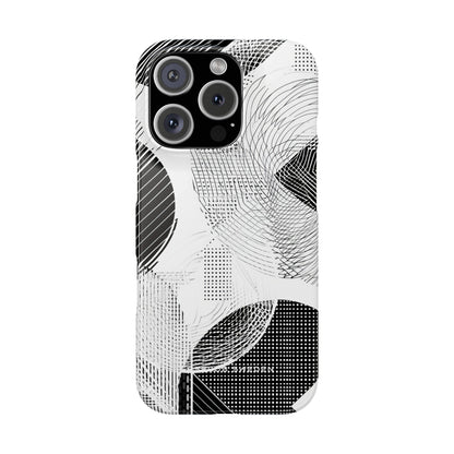 Geometric Monochrome Flow iPhone 16 - Slim Phone Case