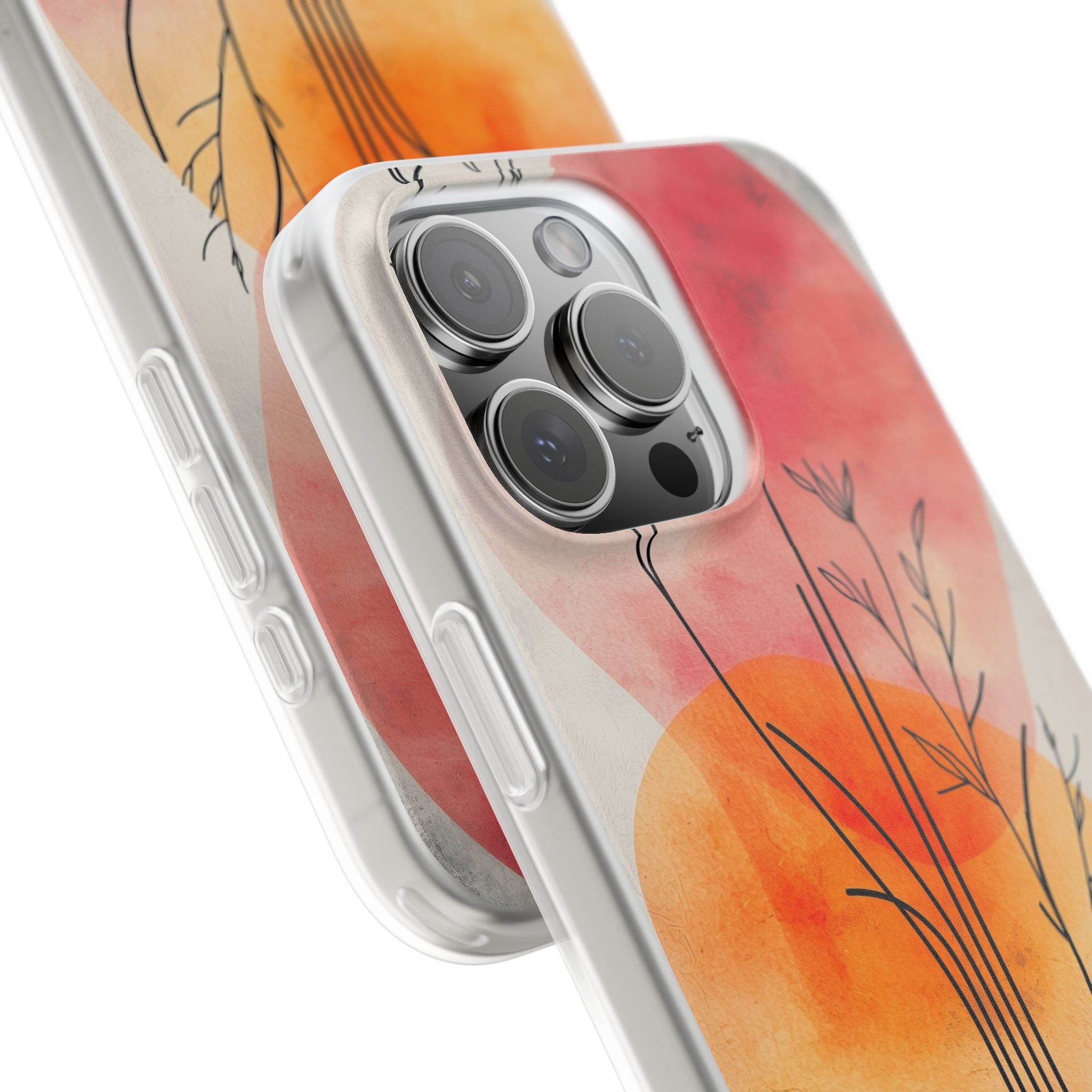 Curved Stem Sunset iPhone 16 Pro Max Case - Soft